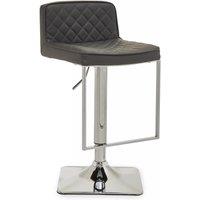 Orsina Stable Dark Grey & Chrome Square Base Bar Stool, Modern Stool For Breakfast, Robust Bar Stool For Kitchen