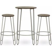 Orsina Set of 3 Metal Frame Bar Table Stool Set, Hairpin Stool for Kitchen Counter, Elm Wood Metal Frame Stool in Beige