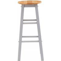 Orsina Natural & Grey Wood Bar Stool, Industrial Wooden Kitchen Stool, Compact Counter Height Seating For Home