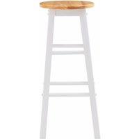 Orsina Natural & Grey Wood Bar Stool, Industrial Wooden Kitchen Stool, Compact Counter Height Seating For Home in White