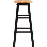 Orsina Natural & Grey Wood Bar Stool, Industrial Wooden Kitchen Stool, Compact Counter Height Seating For Home in Black