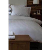 Belledorm Hotel Suite Satin Stripe 540 Thread Count Duvet Cover Set in White | Size: Super King