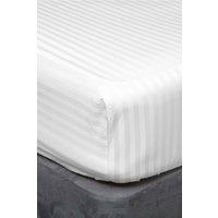 Belledorm Hotel Suite Satin Stripe 540 Thread Count 38cm Fitted Sheet in White | Size: King
