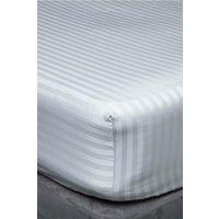 Belledorm Hotel Suite Satin Stripe 540 Thread Count 38cm Fitted Sheet in Light Grey | Size: Single