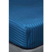 Belledorm Hotel Suite Satin Stripe 540 Thread Count 38cm Fitted Sheet in Navy | Size: Super King