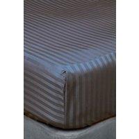 Belledorm Hotel Suite Satin Stripe 540 Thread Count 38cm Fitted Sheet in Charcoal | Size: Single