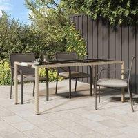 Berkfield Home Garden Table Beige 190x90x75 cm Tempered Glass & Poly Rattan | Size: 190 x 90 x 75 cm