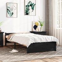 Berkfield Home Bed Frame Black Solid Wood 75x190 cm Small Single