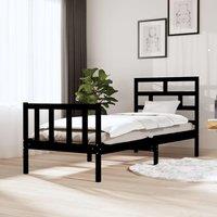 Berkfield Home Bed Frame Black Solid Wood Pine 75x190 cm Small Single