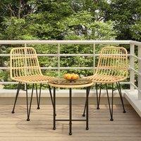 Berkfield Home 3 Piece Garden Dining Set Poly Rattan in Brown