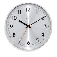 Acctim Klar Wall Clock Non-Ticking Sweep Metal Case 12/24 Dial Quartz Brushed Metal 40cm in Metallic Silver