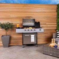 Charles Bentley 5 Burner Premium Gas BBQ (4 x Burner + 1 Side Burner) in Silver