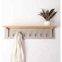 Charles Bentley Charnwood Floating Shelf with Steel Metal Hooks 4kg Mountable & Painted Grey in Beige