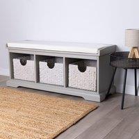Charles Bentley Charnwood Hallway Bench with Three Removable Storage Baskets & Removable Seat in Grey