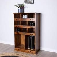 Charles Bentley Charnwood Large Wooden Shoe & Boot Locker Free Standing Black & Brown 24kg