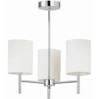 Netlighting Brio 3 Light Semi Flush Multi Arm Ceiling Light Chrome Off-White Silk Effect E14 in Grey
