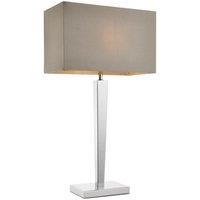 Netlighting Moreto 1 Light Table Lamp Chrome with Grey Silk Effect Shade B22