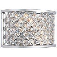 Netlighting Hudson 2 Light Indoor Wall Light Chrome with Crystal E14 in Clear