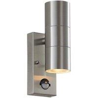 Netlighting Canon PIR 2 Light Outdoor Up Down Wall Light Clear Glass Polished Stainless Steel IP44 GU10
