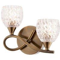 Netlighting Boyer 2 Light Indoor Wall Light Antique Brass with Glass G9 in Gold
