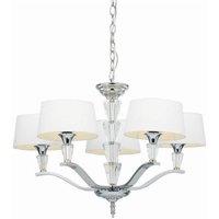 Netlighting Fiennes 5 Light Multi Arm Ceiling Pendant Chrome White Tc Fabric E14 in Grey