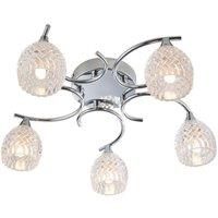 Netlighting Boyer 5 Light Semi Flush Multi Arm Ceiling Light Chrome G9 in Grey