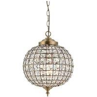 Netlighting Tanaro 1 Light Ceiling Globe Pendant Antique Brass Glass E27 in Gold