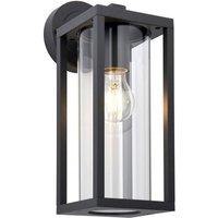 Netlighting Hamden Modern Exterior Wall Light Textured Black Clear Glass Diffuser IP44