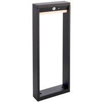 Netlighting Dannah Modern Solar Powered LED Box Shaped Bollard Lamp Textured Black PIR Motion & Day Night Sensors Warm White IP44