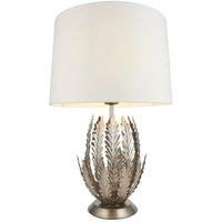 Netlighting Delphine Decorative Silver Layered Leaf Table Lamp with Ivory Fabric Shades