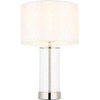 Netlighting Lessina Base & Shade Table Lamp Bright Nickel Plate Glass Vintage White Fabric in Clear