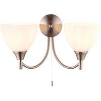 Netlighting Alton 2 Light Indoor Wall Light Satin Chrome with Matt Opal Glass E14 in Grey