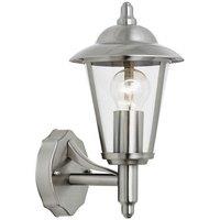 Netlighting Klien 1 Light Outdoor Wall Lantern Polished Stainless Steel Clear Polycarbonate IP44 E27 in Grey