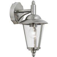 Netlighting Klien 1 Light Outdoor Wall Lantern Polished Stainless Steel Clear Polycarbonate IP44 E27 in Grey