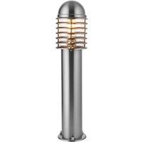 Netlighting Louvre Outdoor Bollard Light Polished Stainless Steel Clear Polycarbonate IP44 E27 in Grey