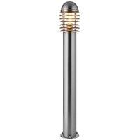 Netlighting Louvre Outdoor Bollard Light Polished Stainless Steel Clear Polycarbonate IP44 E27 in Grey