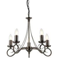 Trafford 5 Light Multi Arm Ceiling Pendant Candle Antique Silver E14