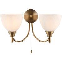 Netlighting Alton 2 Light Indoor Wall Light Antique Brass with Opal Glass E14 in Gold