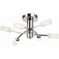Netlighting Havana 6 Light Semi Flush Multi Arm Ceiling Light Chrome Acid Etched Glass G9 in Grey