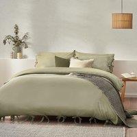 Yard Mallow Bow Tie 100% Cotton Duvet Cover Set in Light Green | Size: King