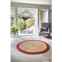 Origin 'Jute Border' Rug in Raspberry | Size: 150 cm diameter