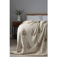 BHS Christmas Tree Reversible Throw in Gold | Size: 130 cm x 180 cm
