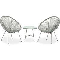 Royalcraft Monaco 3pc Egg Chair Bistro Set in Grey