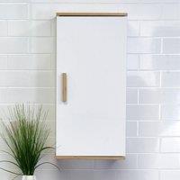 Showerdrape Nola Matt White & Bamboo Single Wall Bathroom Cabinet