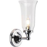 Netlighting Austen 1 Light Bathroom Wall Light Polished Chrome IP44 G9 in Grey
