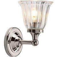 Netlighting Austen 1 Light Bathroom Wall Light Polished Nickel IP44 G9 in Grey