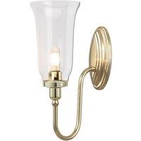 Netlighting Blake 1 Light Bathroom Wall Light Polished Brass IP44 G9 in Yellow