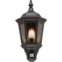 Netlighting Medstead 1 Light Outdoor Half Lantern Light Black with PIR Motion Sensor IP43 E27