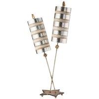 Netlighting Nettle Luxe 2 Light Table Lamp Cream Silver Leaf E27 in Beige