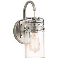 Netlighting Brinley 1 Light Wall Light Brushed Nickel E27 in Grey